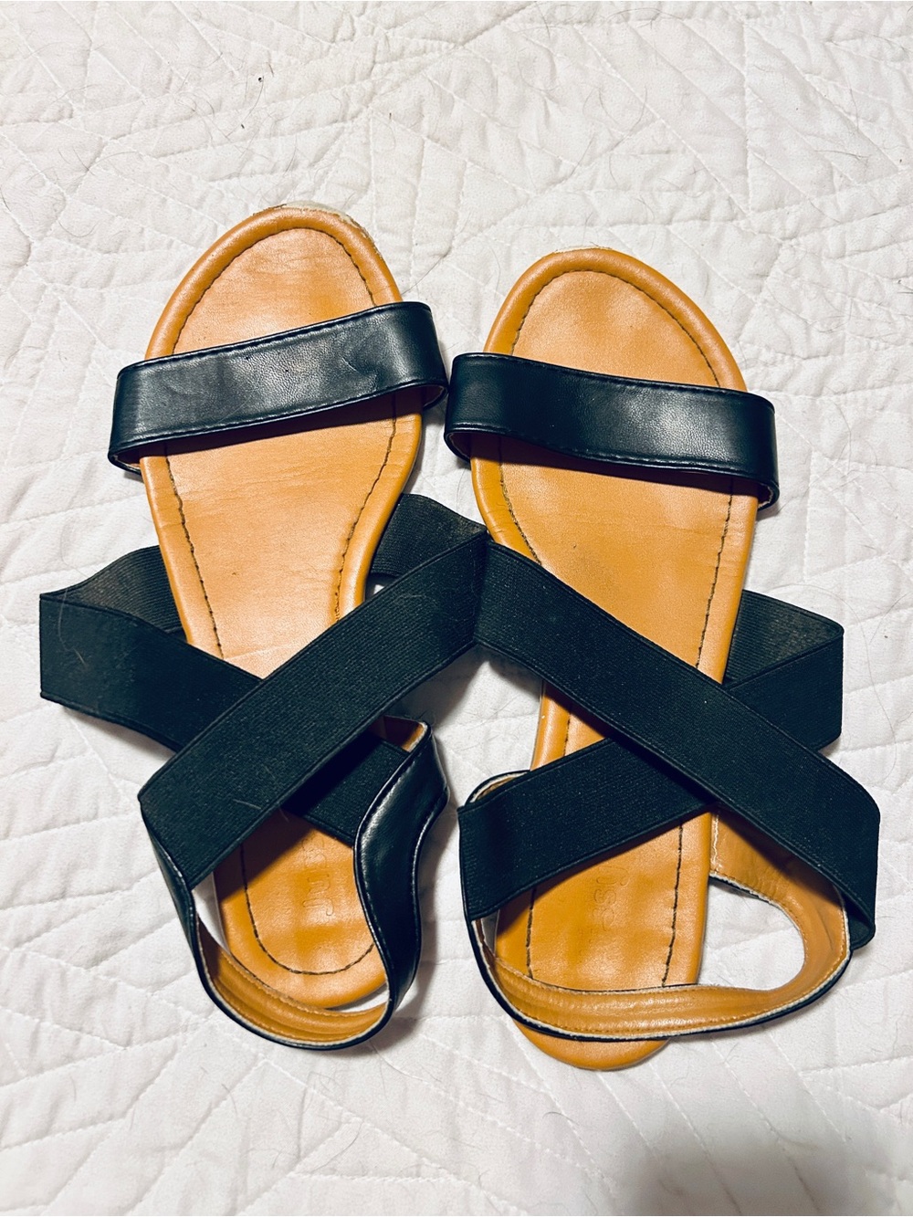 Women's Black Strappy Slide Sandals